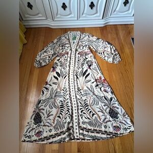 FARM Rio Cream Maxi Dress with Multi-Color Botanical Print